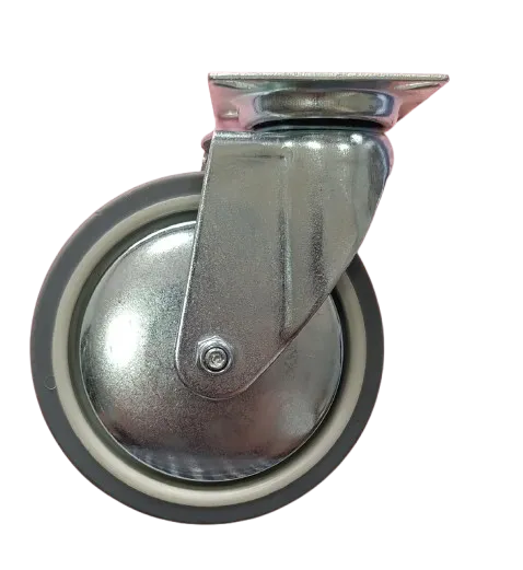 Roulette caoutchouc GRIS  D80mm (pivot)