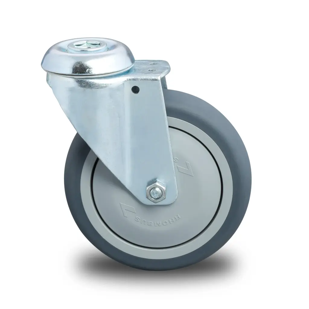 Roulette caoutchouc GRIS D80mm (Sans Frein) 