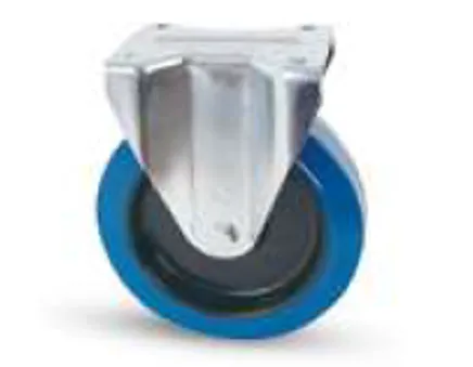 Roulette caoutchouc BLEU D160mm (Fixe)