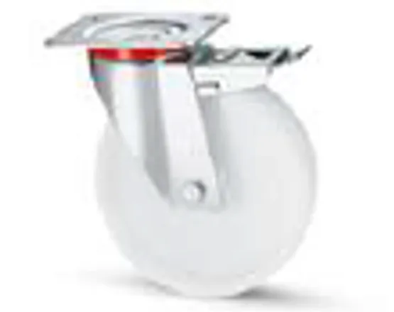 Roulette polyamide BLANC D150mm ( pivot+frein )